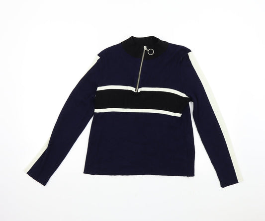 Womens UK Size L Cooperative Blue Henley Jumper
