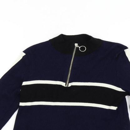 Womens UK Size L Cooperative Blue Henley Jumper