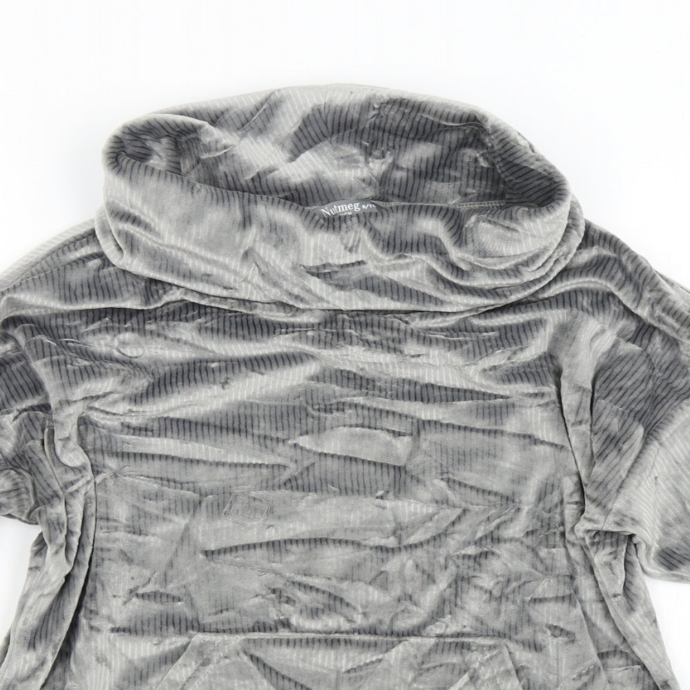 Nutmeg Womens Grey  Velour Pullover Jumper Size 8