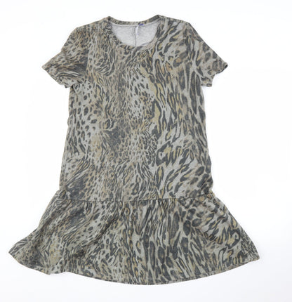 Zara Womens Grey Animal Print  A-Line  Size M  - Leopard print