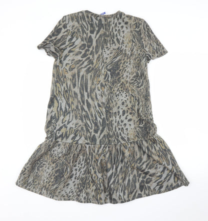 Zara Womens Grey Animal Print  A-Line  Size M  - Leopard print