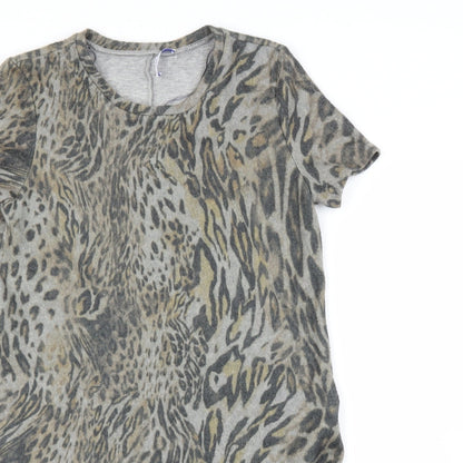 Zara Womens Grey Animal Print  A-Line  Size M  - Leopard print