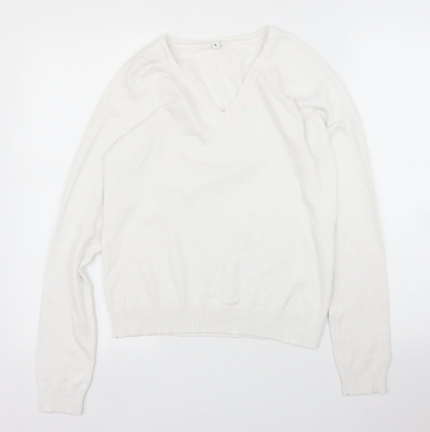 Womens UK Size L Preworn White Pullover Jumper