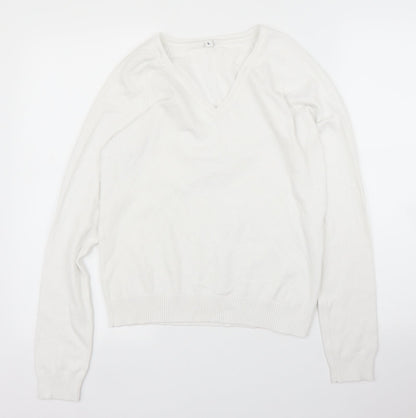 Womens UK Size L Preworn White Pullover Jumper