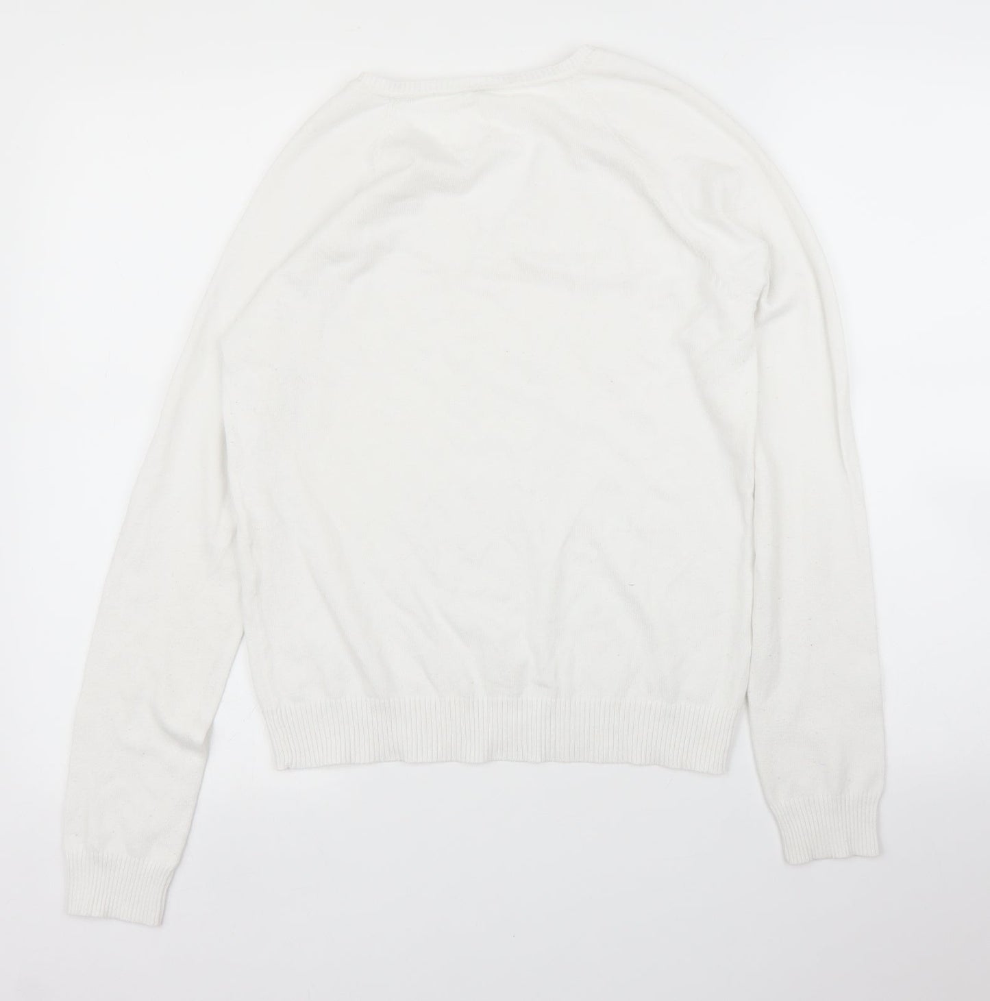 Womens UK Size L Preworn White Pullover Jumper