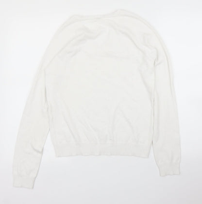 Womens UK Size L Preworn White Pullover Jumper