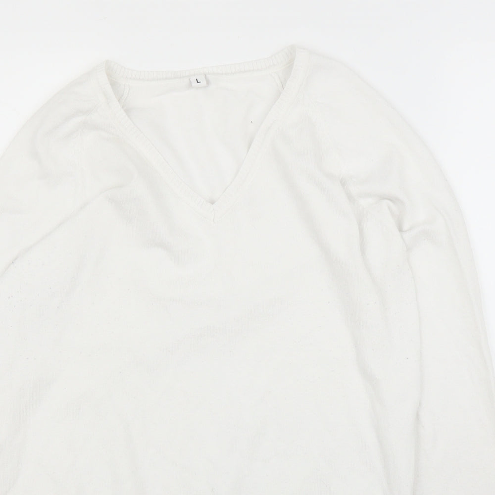 Womens UK Size L Preworn White Pullover Jumper