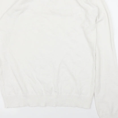 Womens UK Size L Preworn White Pullover Jumper