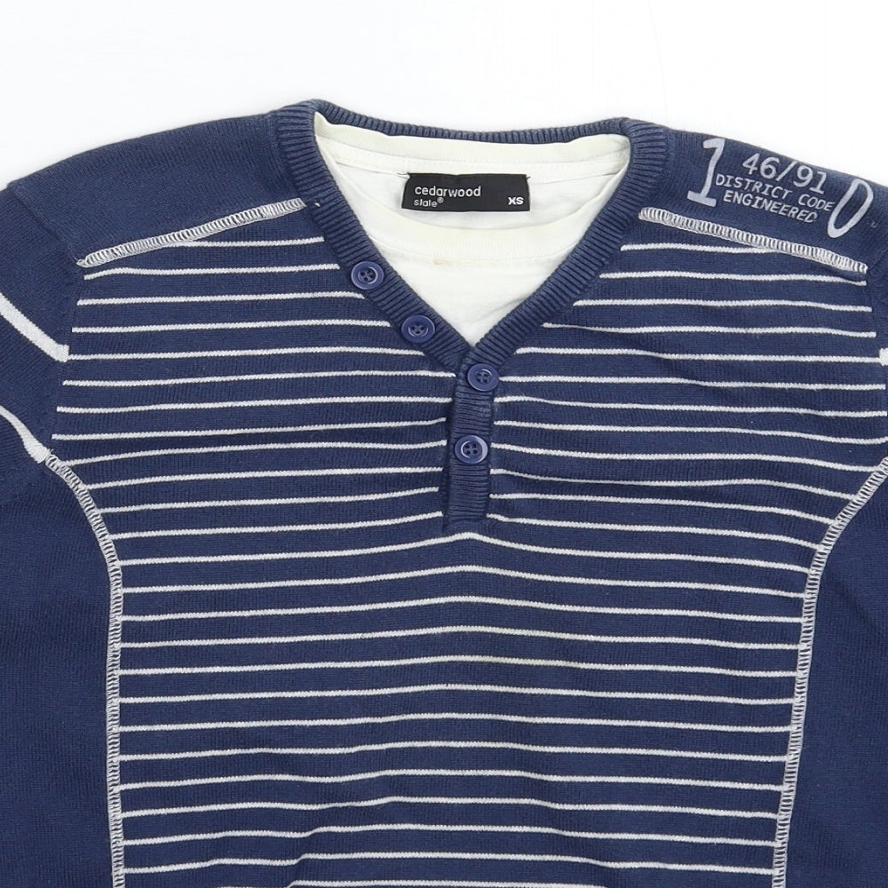 Womens UK Size XS Cedar Wood State Blue Pullover Jumper