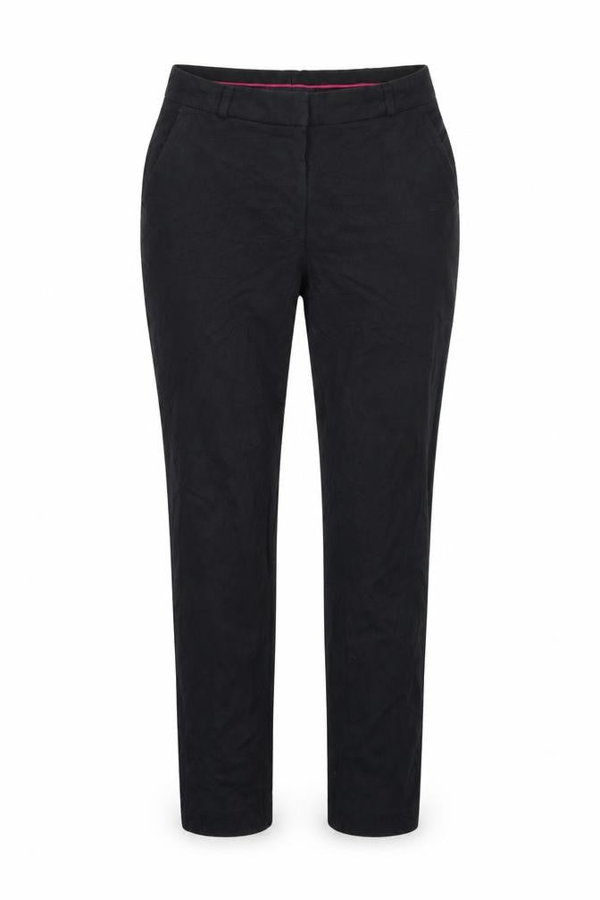 Front view of Marks & Spencer women’s blue trousers, size UK 12, 25-inch leg