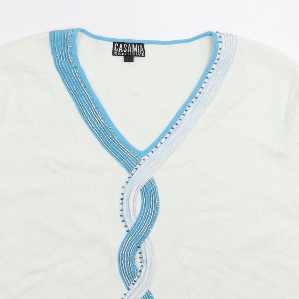 Womens UK Size L Casamia White Pullover Jumper