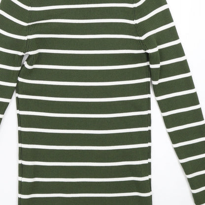 In Vogue Womens Green Striped  Pullover Jumper Size M