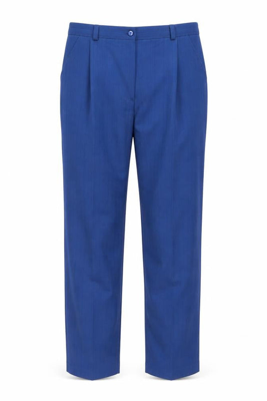 Front view of Afibel women’s blue trousers, size UK 12, 31.5-inch leg