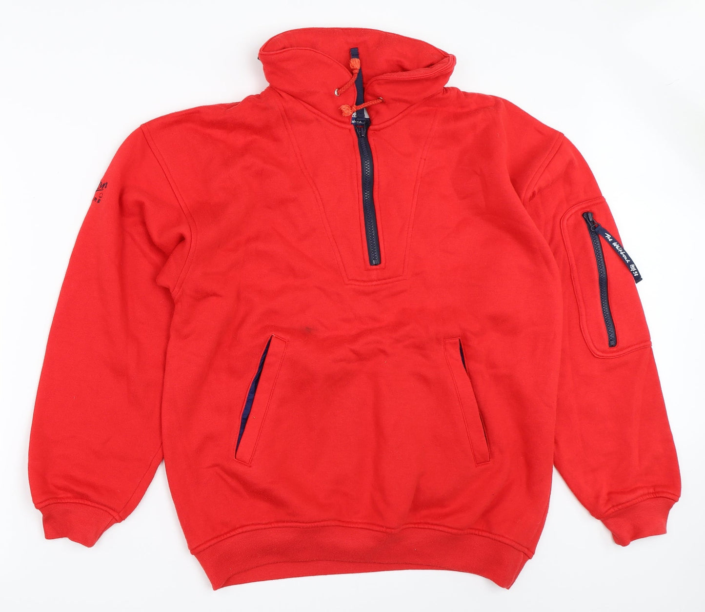 Mens UK Size S Cotton Traders Red Henley Sweatshirt