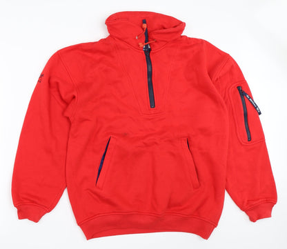 Mens UK Size S Cotton Traders Red Henley Sweatshirt