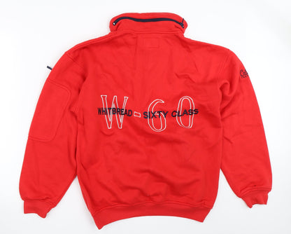 Mens UK Size S Cotton Traders Red Henley Sweatshirt