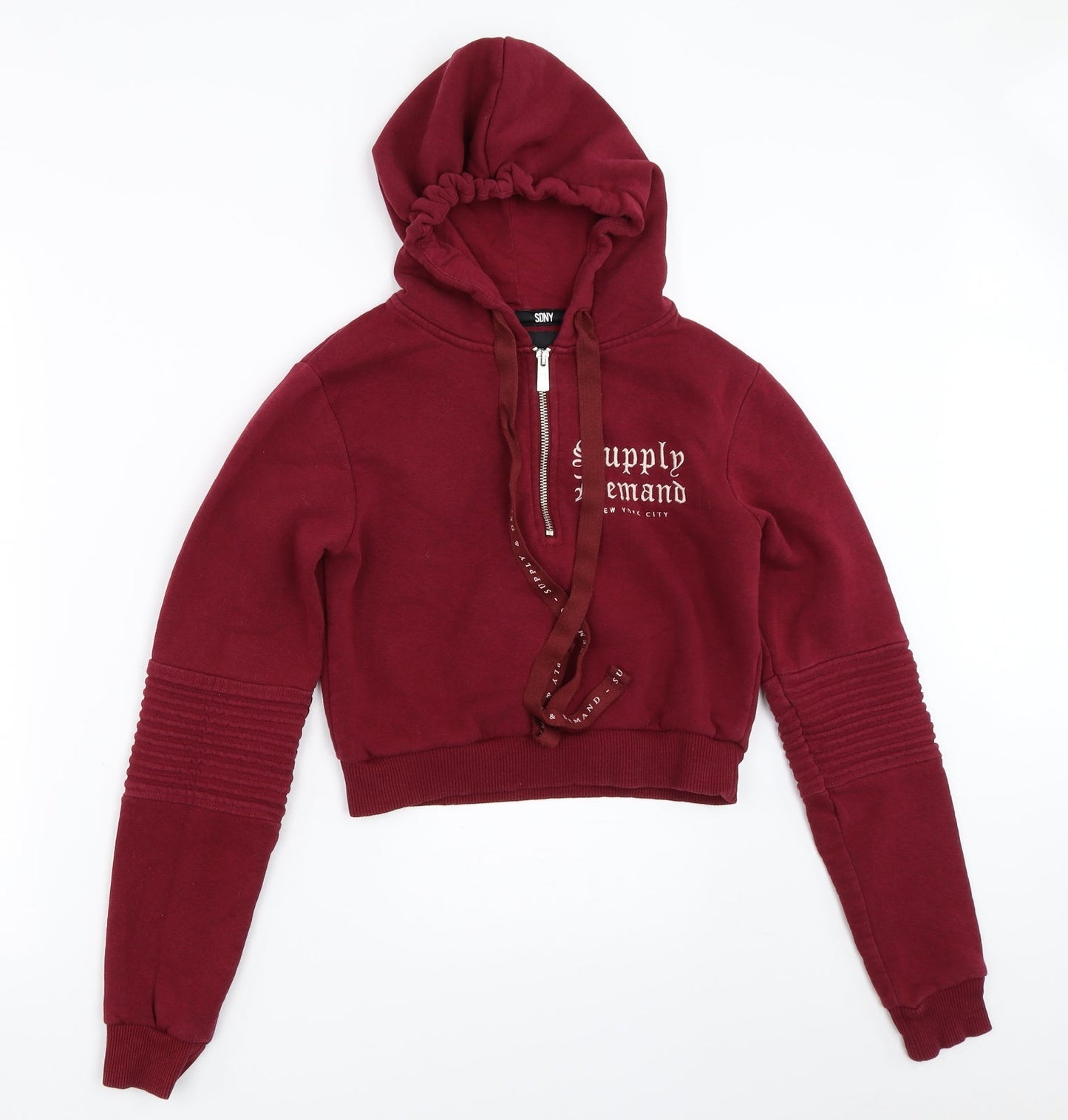 Sony Womens Red   Henley Hoodie Size 8