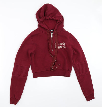 Sony Womens Red   Henley Hoodie Size 8
