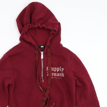 Sony Womens Red   Henley Hoodie Size 8