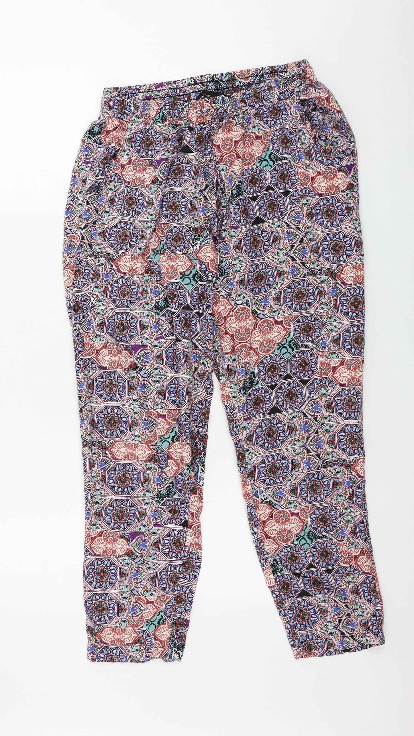 New Look  Womens Blue Geometric  Trousers  Size 12 L24 in
