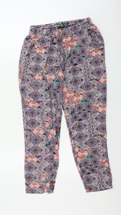 New Look  Womens Blue Geometric  Trousers  Size 12 L24 in