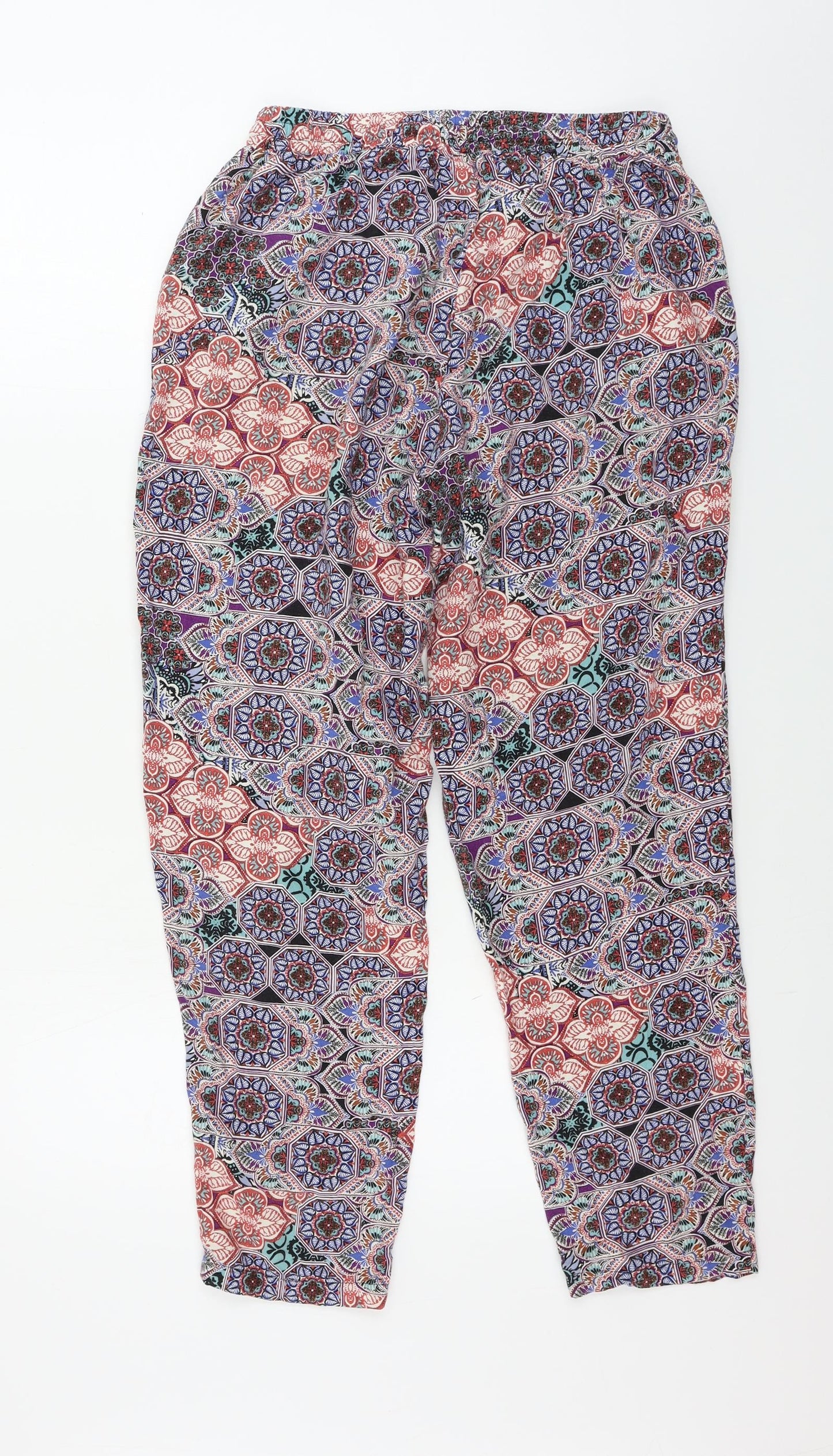 New Look  Womens Blue Geometric  Trousers  Size 12 L24 in