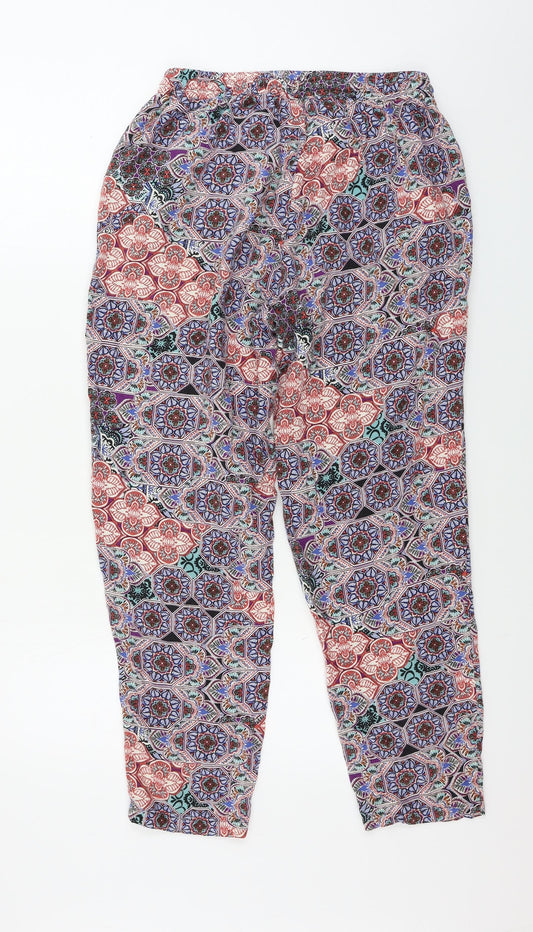 New Look  Womens Blue Geometric  Trousers  Size 12 L24 in