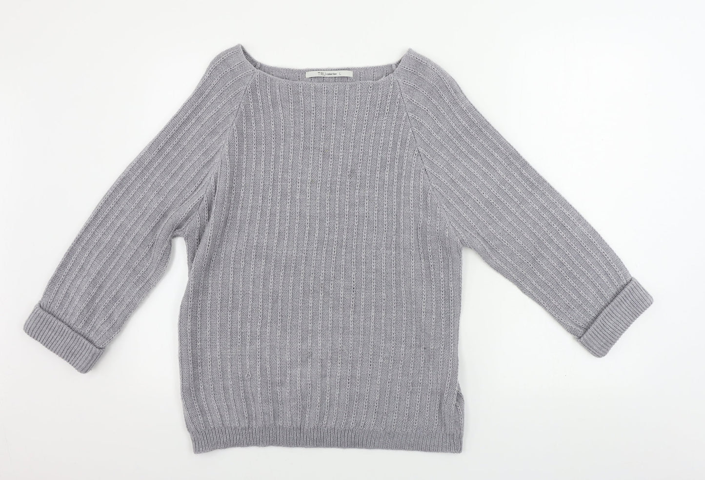 Womens UK Size L Tru Collection Grey Pullover Jumper