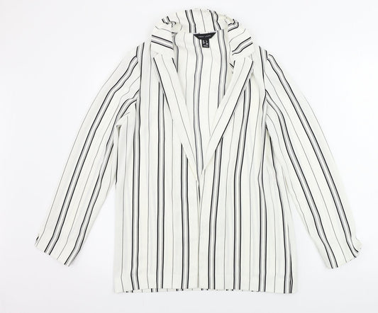 New Look  Womens White Striped  Cardigan Jumper Size 6