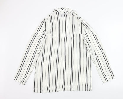 New Look  Womens White Striped  Cardigan Jumper Size 6