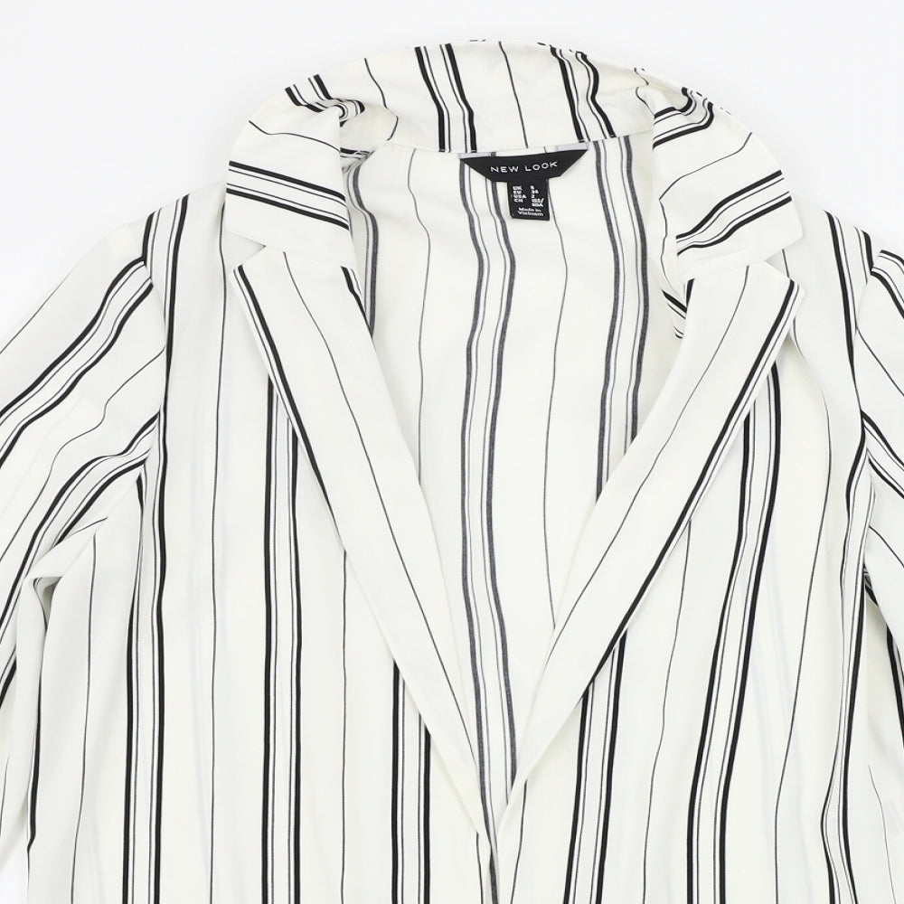 New Look  Womens White Striped  Cardigan Jumper Size 6