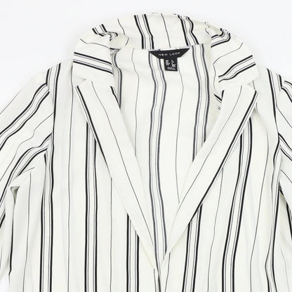 New Look  Womens White Striped  Cardigan Jumper Size 6