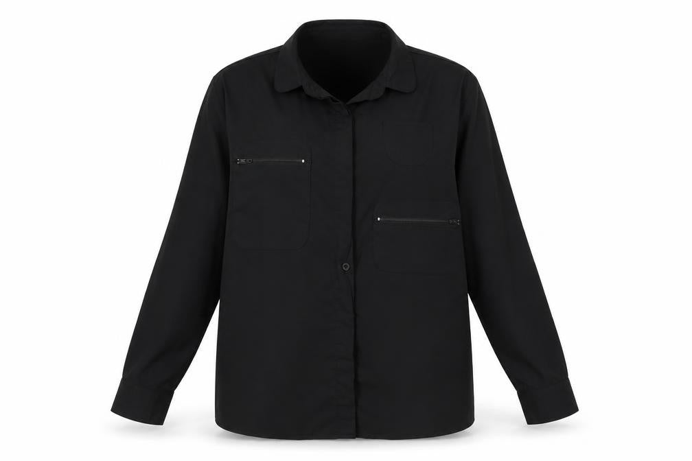 Womens UK Size 6 Boohoo Black Basic Button-Up