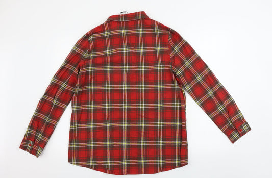 Boohoo  Womens Red Check  Basic Button-Up Size 10