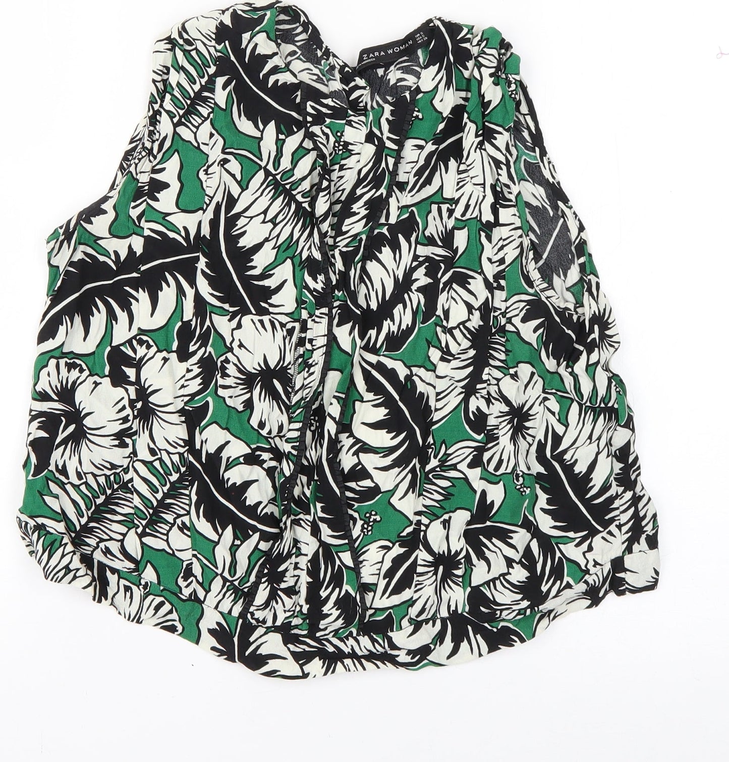 Womens UK Size S Zara Green Basic Tank