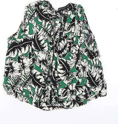 Womens UK Size S Zara Green Basic Tank