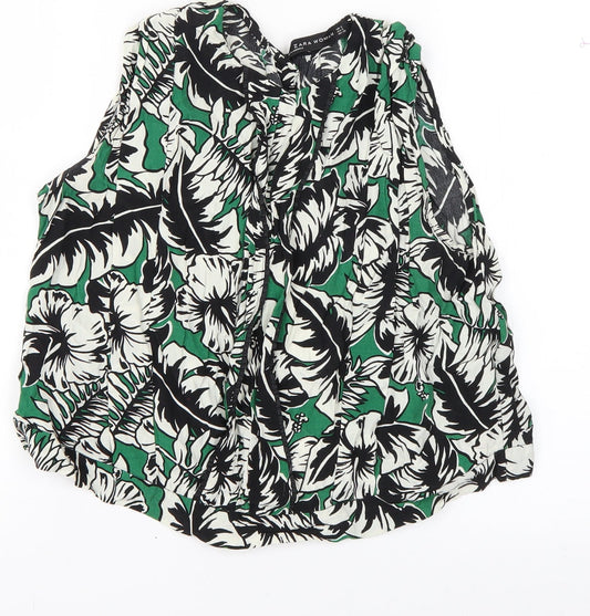 Womens UK Size S Zara Green Basic Tank