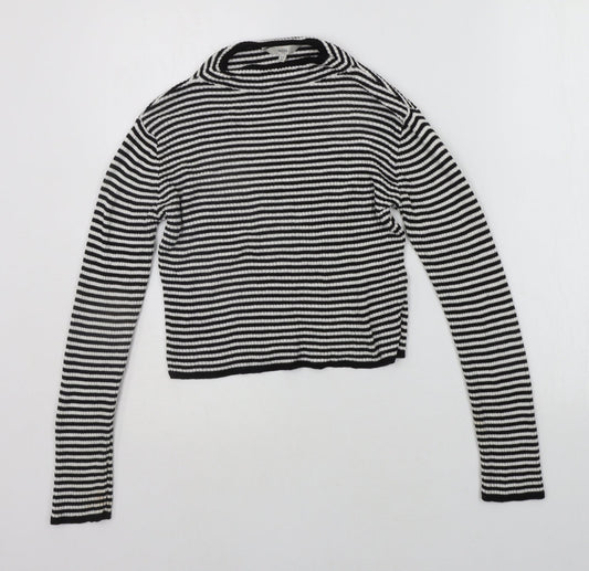 MISS EVIE Girls Black Striped  Pullover Jumper Size 11-12 Years