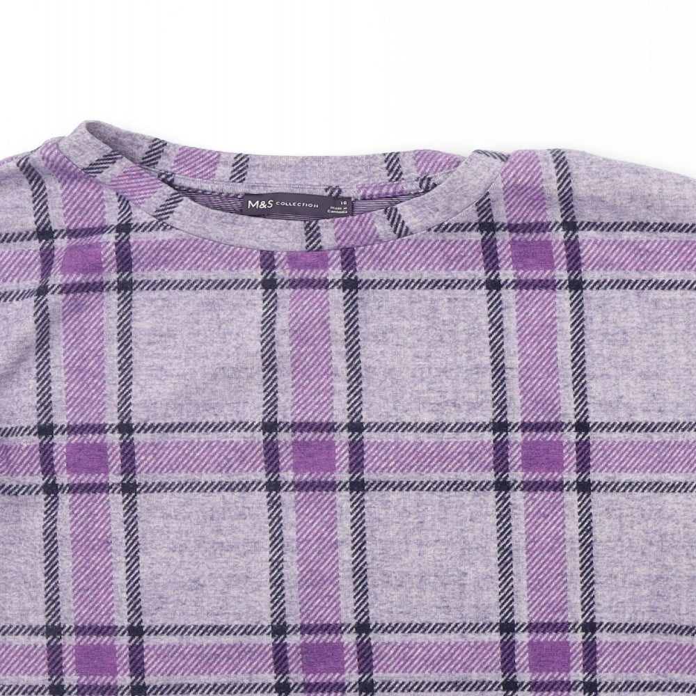 Marks and Spencer Womens Purple Check  Pullover Jumper Size 10