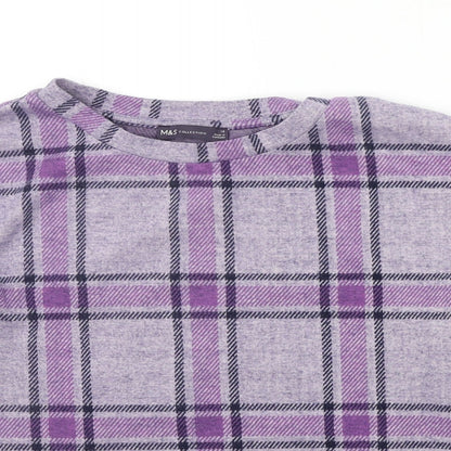 Marks and Spencer Womens Purple Check  Pullover Jumper Size 10