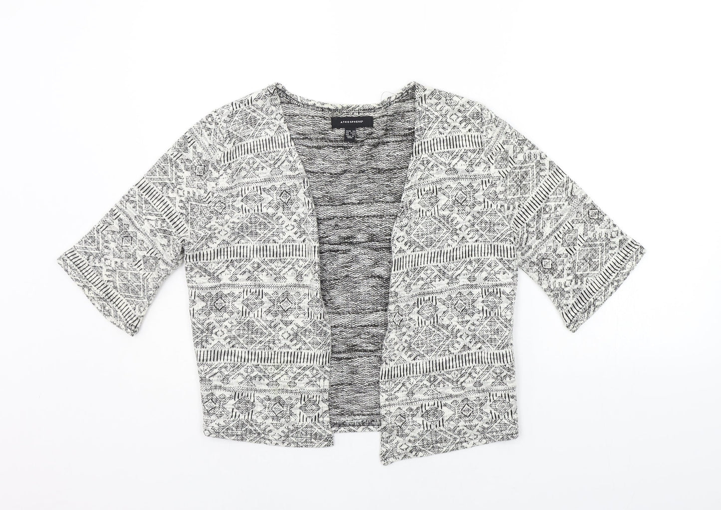 Atmosphere Womens White Geometric  Cardigan Jumper Size 8