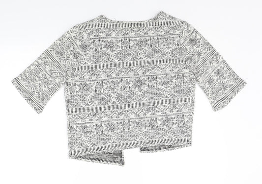 Atmosphere Womens White Geometric  Cardigan Jumper Size 8