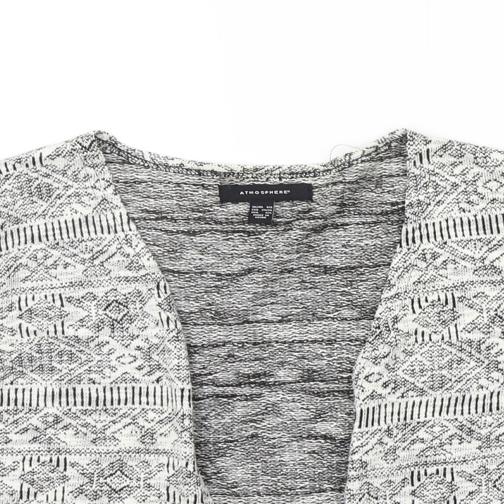 Atmosphere Womens White Geometric  Cardigan Jumper Size 8