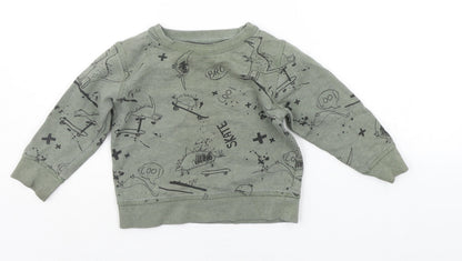 Primark Girls Green Geometric  Pullover Jumper Size 2 Years
