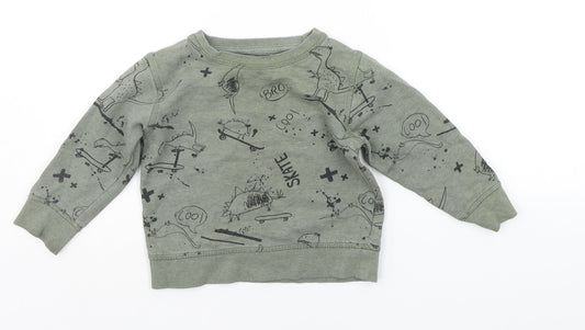Primark Girls Green Geometric  Pullover Jumper Size 2 Years