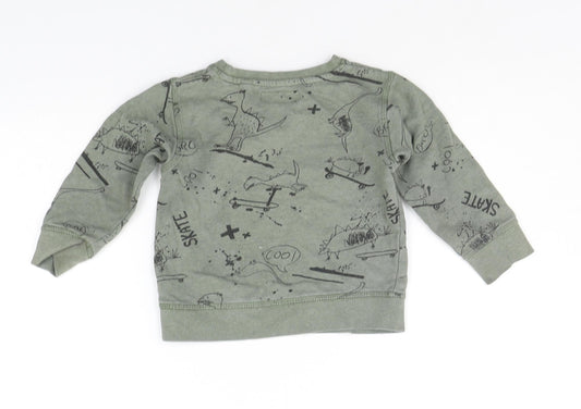 Primark Girls Green Geometric  Pullover Jumper Size 2 Years