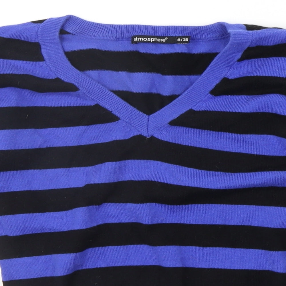 Atmopshere Womens Blue Striped  Pullover Jumper Size 8