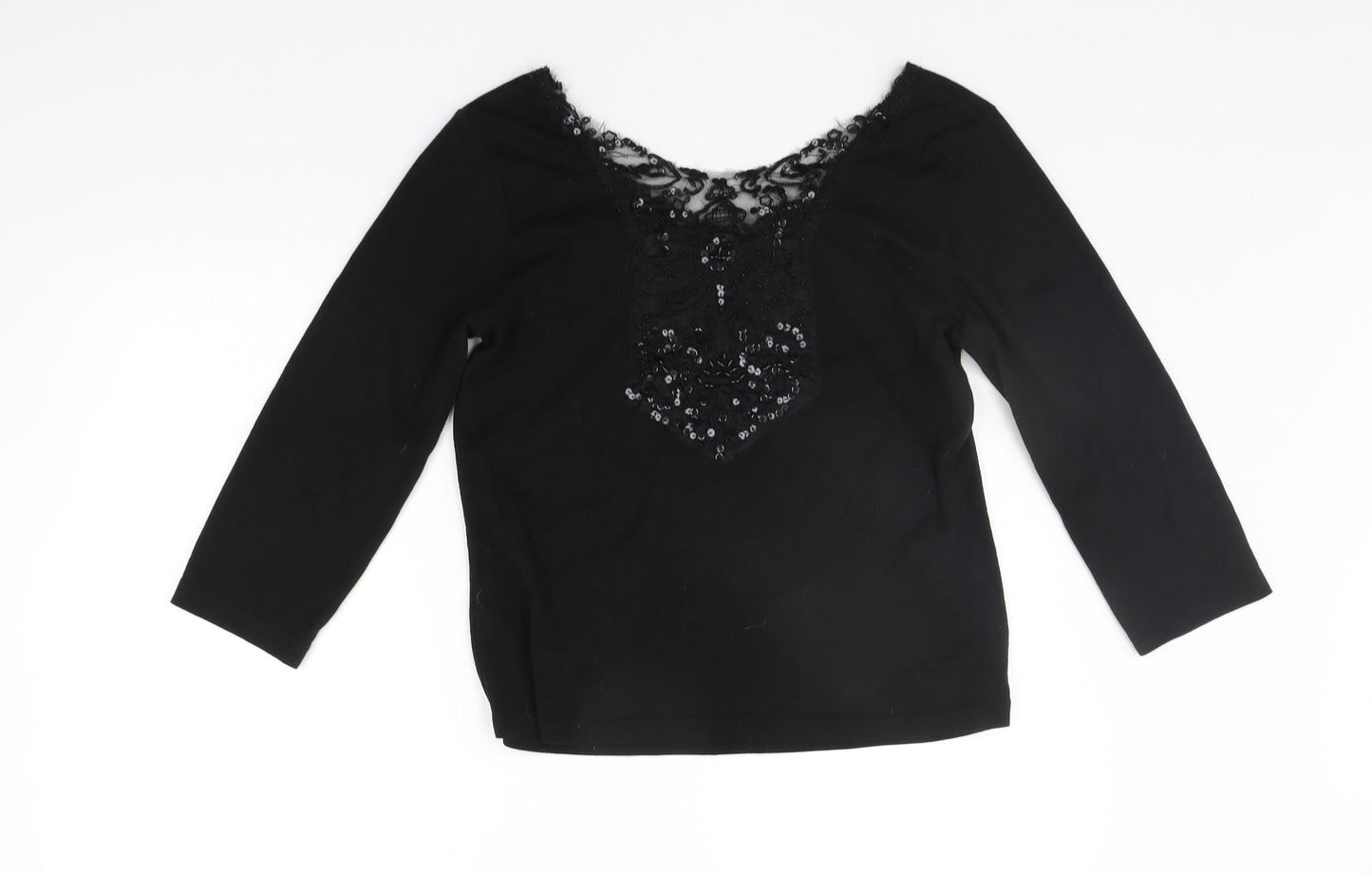 Womens UK Size 14 Joanna Hope Black Basic T-Shirt
