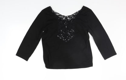 Womens UK Size 14 Joanna Hope Black Basic T-Shirt