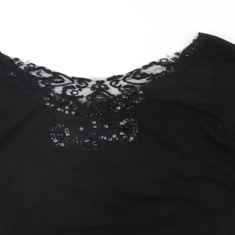 Womens UK Size 14 Joanna Hope Black Basic T-Shirt